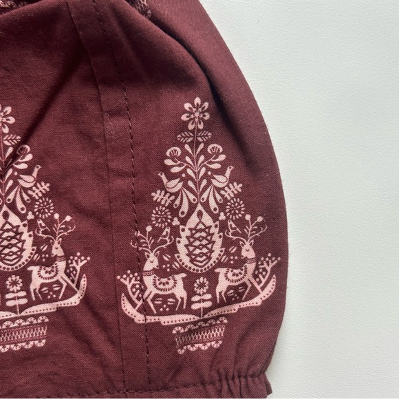 NEWBORN NWT Kate Quinn Baby Hat Nordic Tree deer partridge holiday ruffle bonnet - Picture 2 of 6